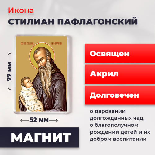 Освященная икона на магните "Святой Стилиан Пафлагонский" Освященная икона на магните "Святой Стилиан Пафлагонский"